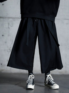 Dark Casual Ribbon Hakama Pants