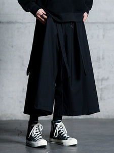 Dark Casual Ribbon Hakama Pants