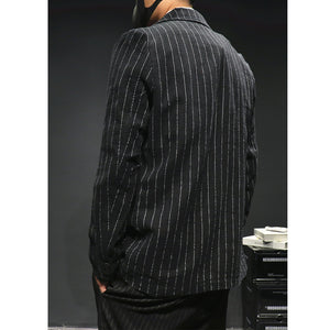 Striped Solid Loose Fit Suit Jacket