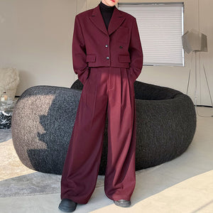 Short Suit Jacket Retro Wide-leg Trousers Thickened Two-piece Suit