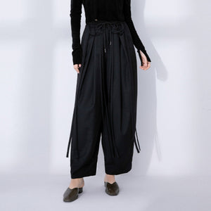 Straight Wide-leg Stitching Lace-up Casual Pants