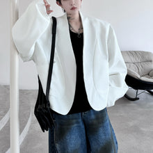 Load image into Gallery viewer, Curved Scimitar Sleeve Collarless Cropped  Cardigan
