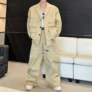 Multi-pocket Detachable Cargo Pants Suit