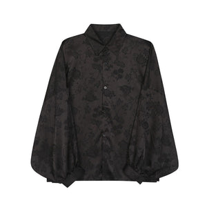 Long-sleeved Patterned Jacquard Loose Casual Shirt