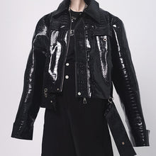 Load image into Gallery viewer, Retro Shoulder Padded PU Leather Jacket
