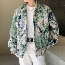 Load image into Gallery viewer, Tulip Print Zipped Denim Jacket
