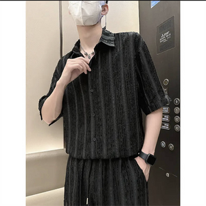 Loose Vertical Striped Casual Suit