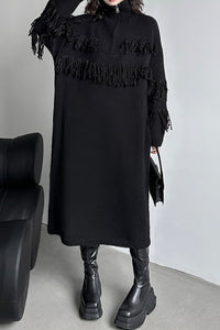 Fringed Knitted Sweater Dress