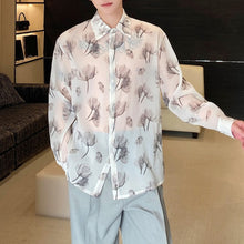 Load image into Gallery viewer, Simple Casual Ink Floral Lapel Long-sleeved Shirt
