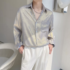 Ultra-thin Glossy Loose Long-sleeved Shirt