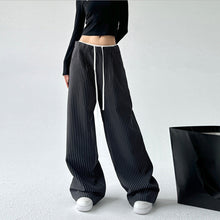 Load image into Gallery viewer, Retro Stitching Double Waist Striped Casual Pants
