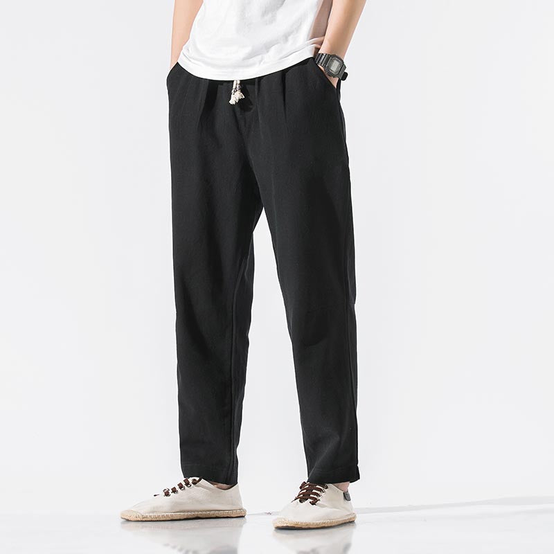 Cotton Linen Straight Casual Pants