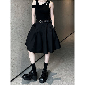 High Waist Pleated Skirt Pants