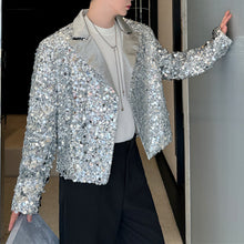 Load image into Gallery viewer, Sequined Suit Collar Loose Short Jacket
