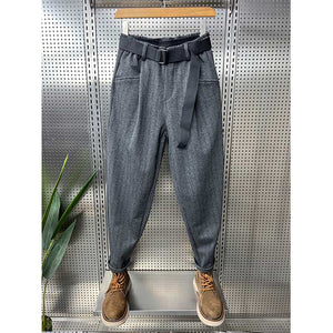 Striped Casual Woolen Harem Pants