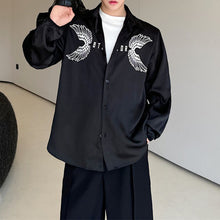 Load image into Gallery viewer, Black Shirt with Eagle Wings Print and Elastic Cuffs
