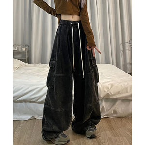 Vintage Corduroy Cargo Wide-leg Pants