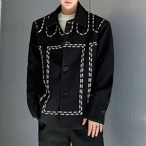 Line Embroidered Lapel Jacket