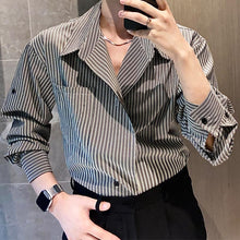 Load image into Gallery viewer, Striped Shirt Irregular Shirt
