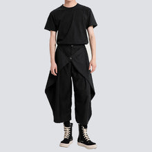 Load image into Gallery viewer, Black Tapered Cropped Straight-leg Casual Pants
