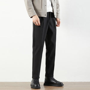 Wool Slim-fit Straight-leg Casual Suit Pants