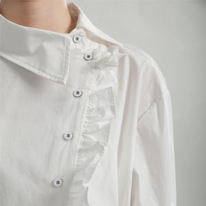 Ruffled Irregular Long Shirt