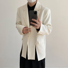 Load image into Gallery viewer, Slit Relaxed White Lapel Blazer
