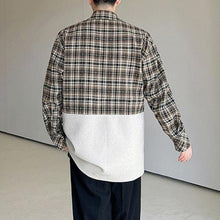 Load image into Gallery viewer, Plaid Patchwork Fake Two-piece Shirt
