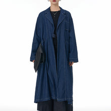 Load image into Gallery viewer, Oversized Loose Denim Long Trench Coat
