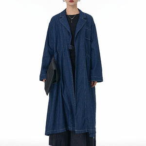 Oversized Loose Denim Long Trench Coat