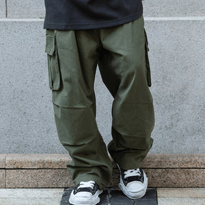 Solid Color Multi-Pocket Cargo Pants