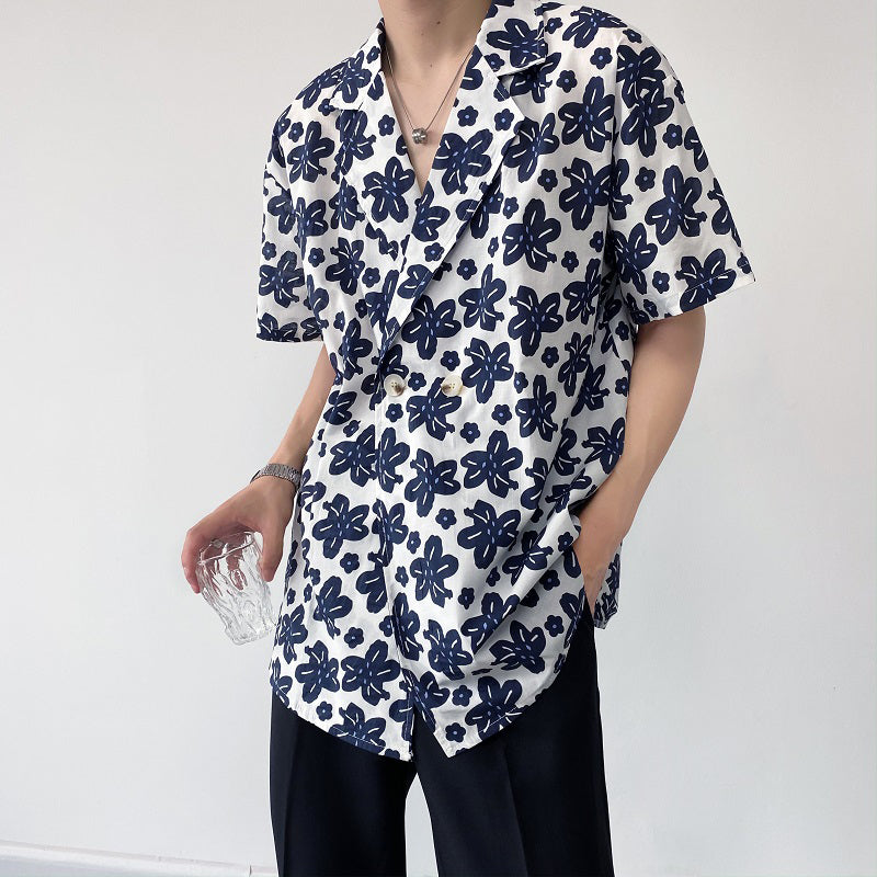 Simple Printed Loose Short-sleeved Shirt