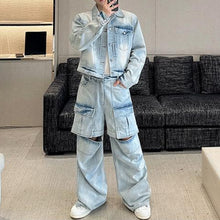 Load image into Gallery viewer, Detachable Denim Jacket With Three-Dimensional Pockets Two-piece Set
