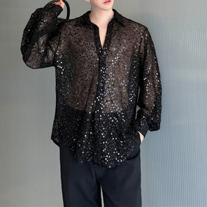 Hollow Loose Sequin Shirt