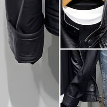 Load image into Gallery viewer, Slim-Fit Stand Collar Leather Jacket
