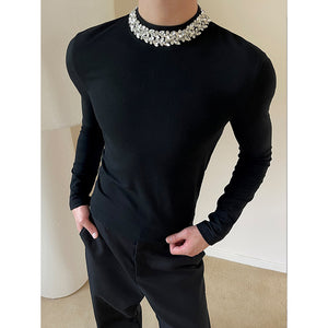 Small Diamond Stand Collar Slim Fit T-shirt