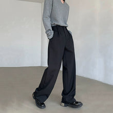 Load image into Gallery viewer, Wide-leg Straight Black Casual Suit Pants
