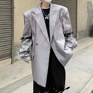 Liquid Metal Streamer Shoulder Pads Suit Jacket