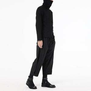 Dark Long-sleeved Pullover Turtleneck T-shirt