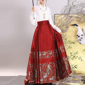 Embroidered Pattern Horse Face Skirt