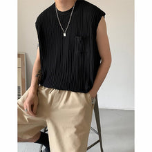 Load image into Gallery viewer, Pleated Texture Casual Crew Neck Tank Top
