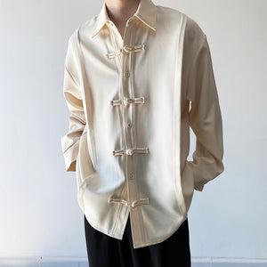 Button Lapel Loose Shirt