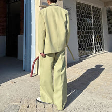 Load image into Gallery viewer, Casual Suit Double Collar Tie Straight Wide Leg Pants Two-piece Suit
