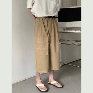 Summer Loose Wide Leg Cargo Cropped Pants