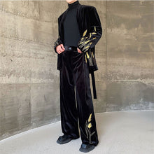 Load image into Gallery viewer, Loose Shoulder-padded Wheat Ear Embroidered Suit and Wide-leg Pants Two-piece Set
