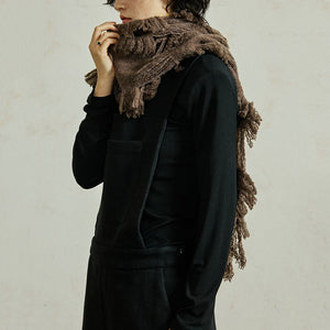 Distressed Hole Tassel Scarf