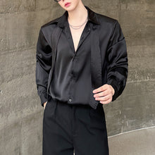 Load image into Gallery viewer, Satin-finish Tie-embellished Shoulder Shirt
