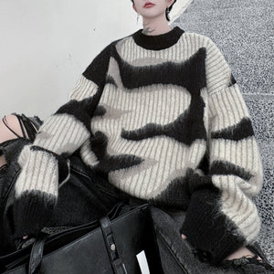 Striped Colorblock Plush Knit Sweater