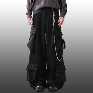 Multi-Pocket Cargo Wide-Leg Casual Pants