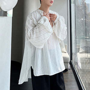 Strap Lantern Sleeve Loose Shirt